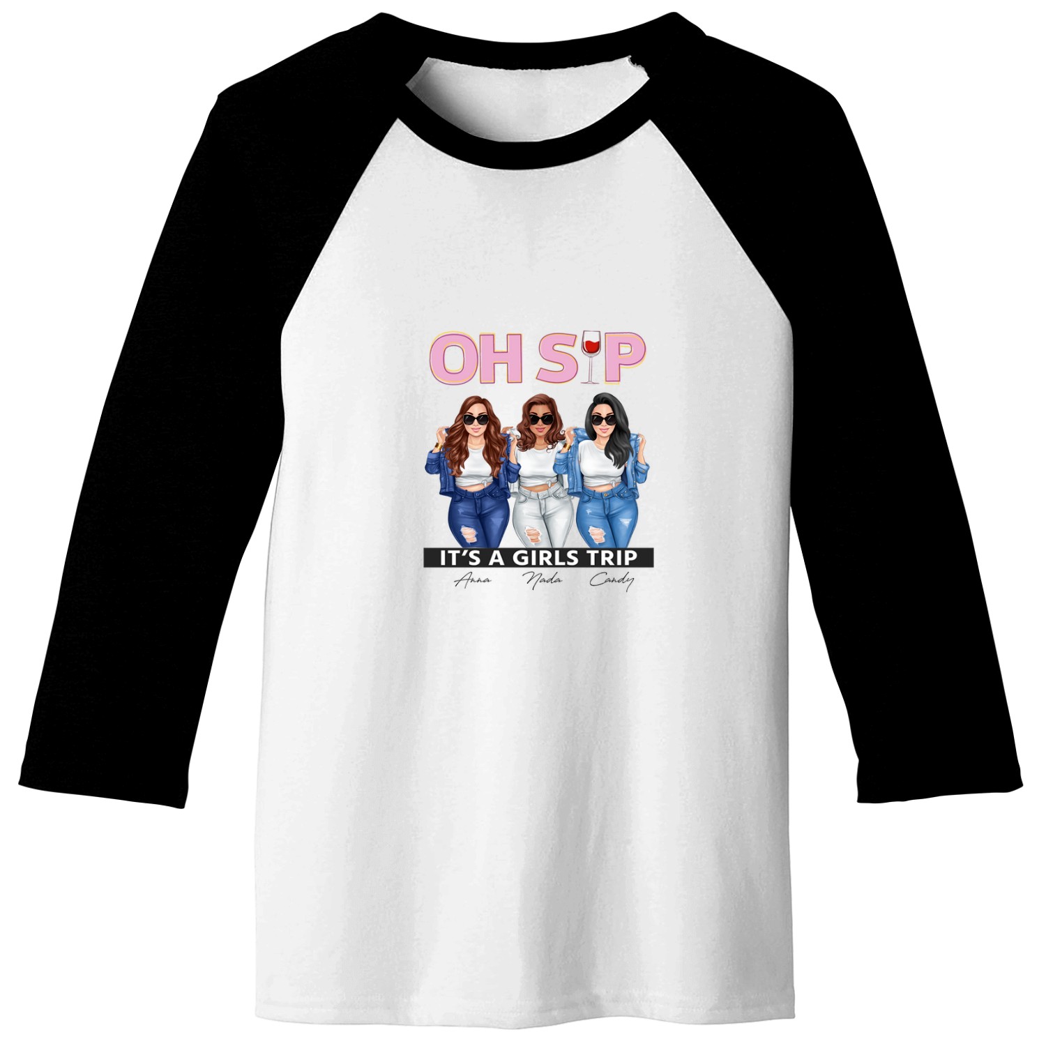 Discover It's A Girls Trip Pink Bestie Custom Personalized BFF Unisex Baseball Tees