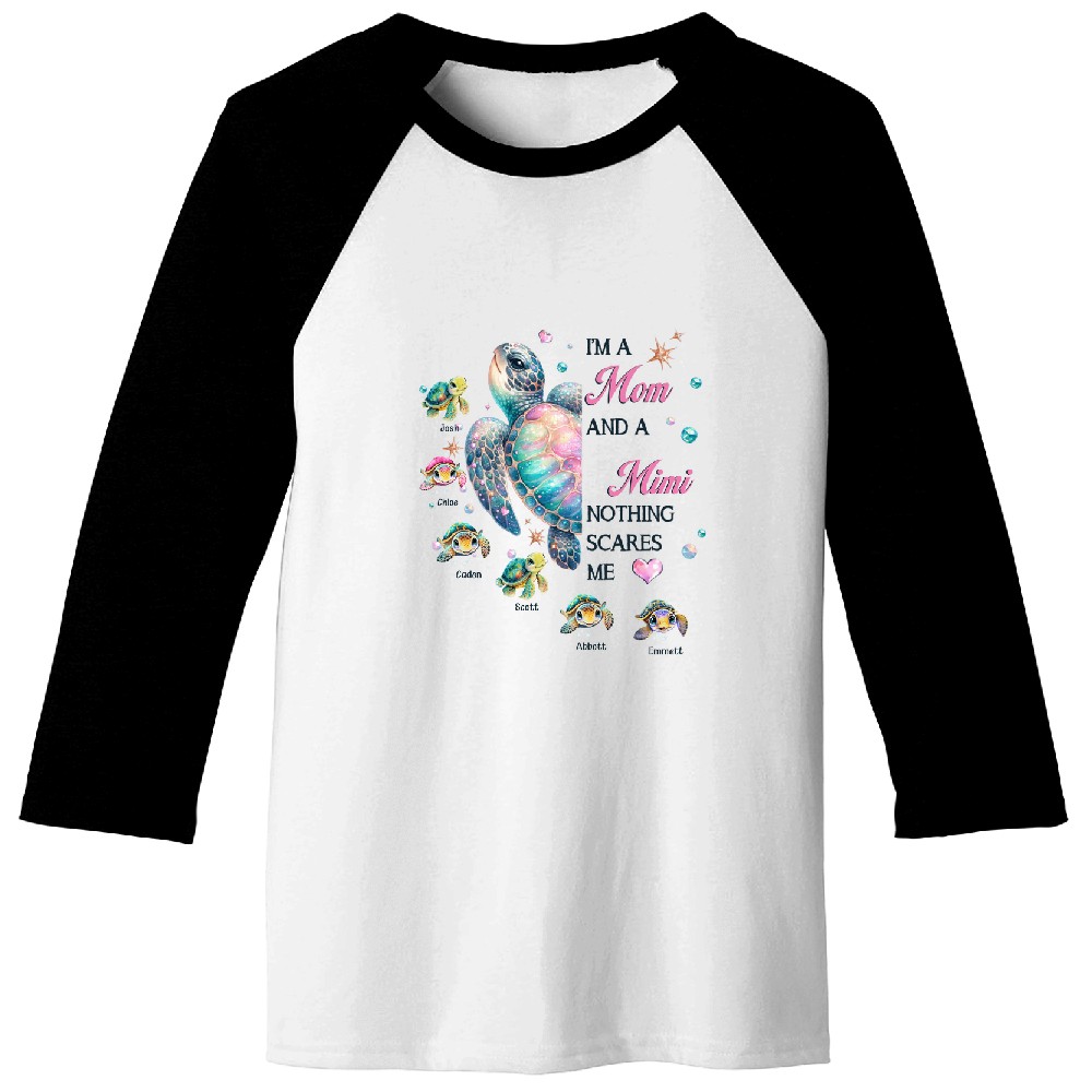 Discover Nothing Scares Me Grandma Turtle - Personalized Grandma Baseball Tees