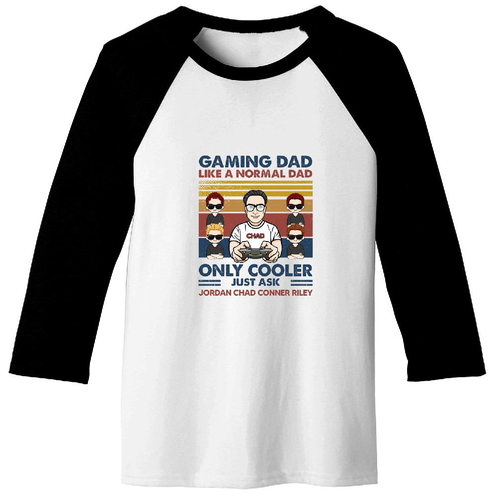 Discover Gamer Dad Cooler & Kid Gift for Gamer Personalized Baseball Tees