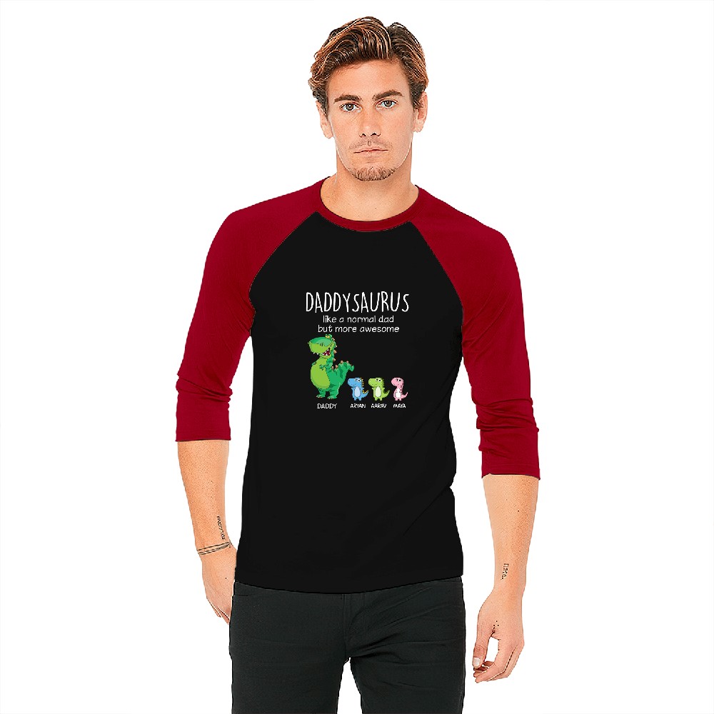 Grandpasaurus And Kids Personalized Baseball Tees