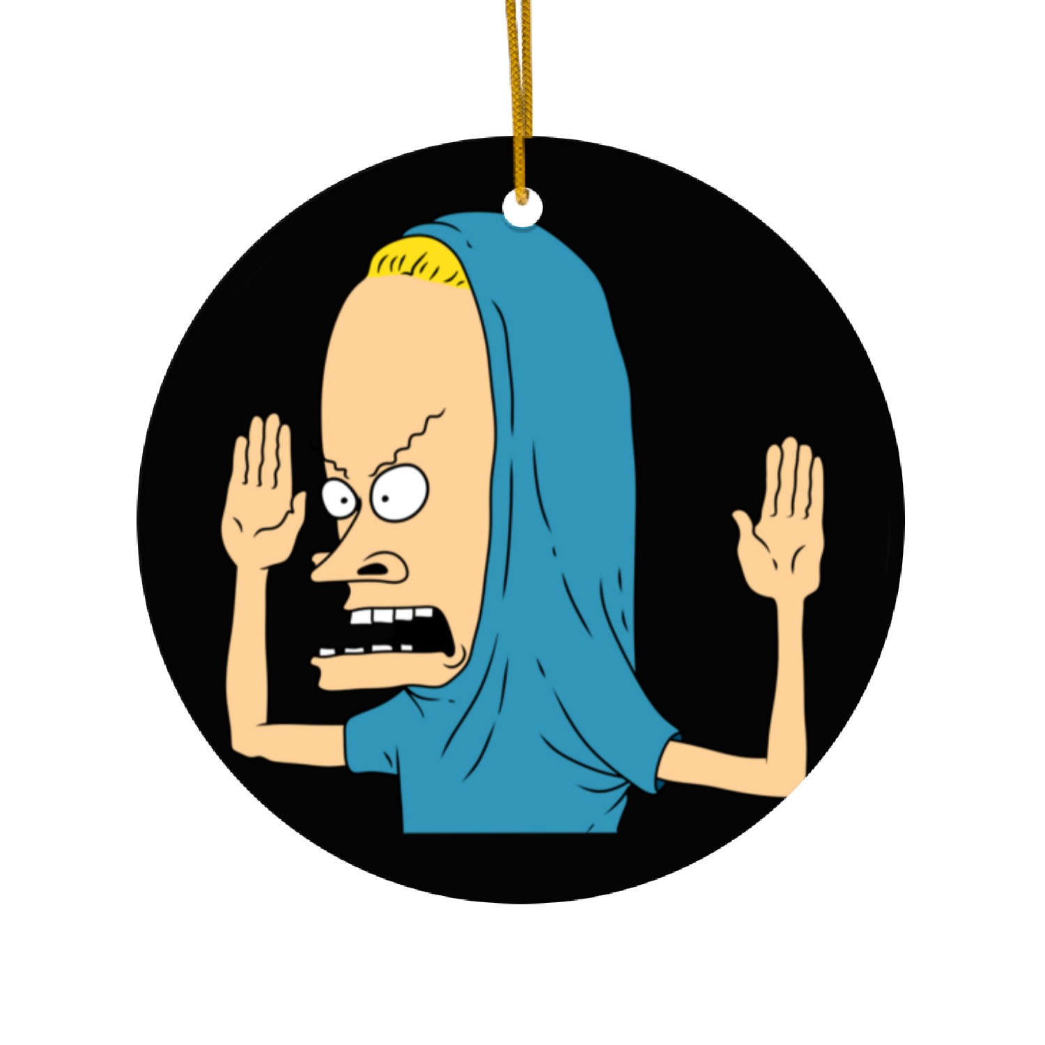 Movie Beavis And Butthead Real Life Cornholio Around The Christmas Tree Ceramic Ornaments