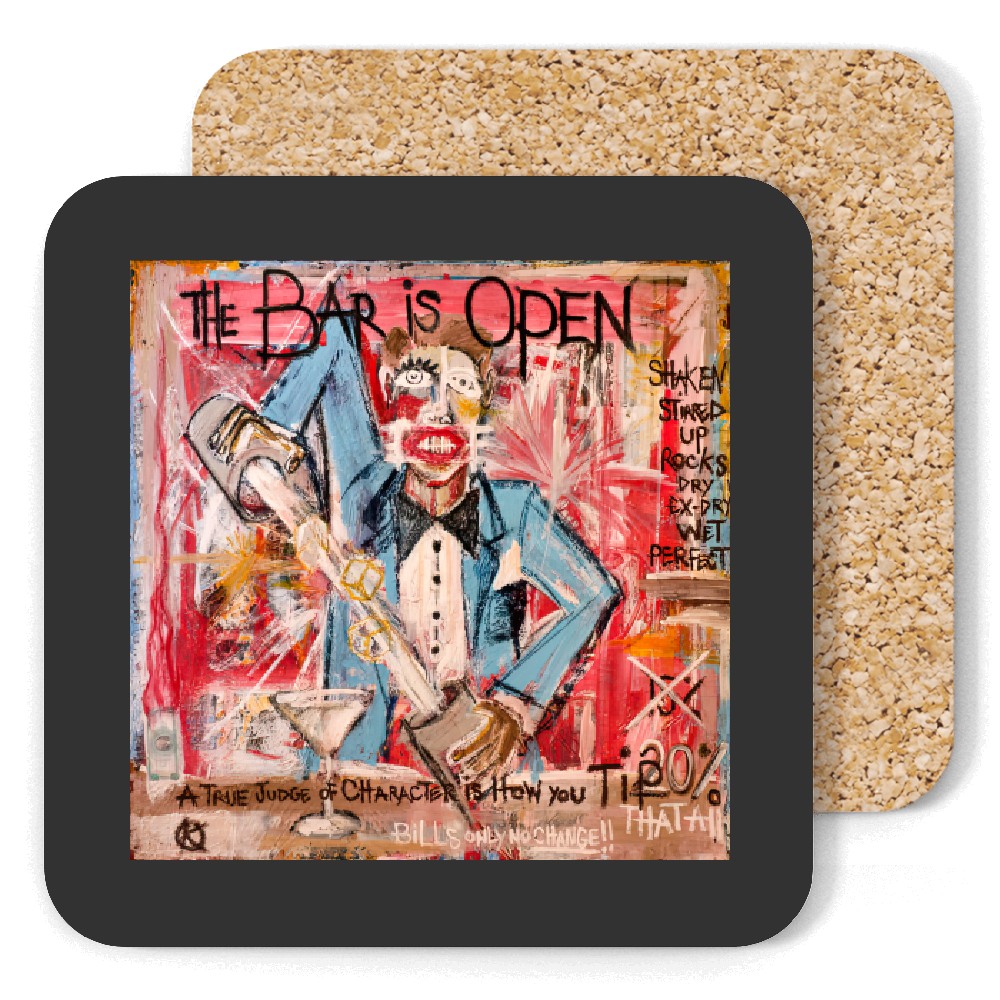 The Bar Is Open Bartender Coasters