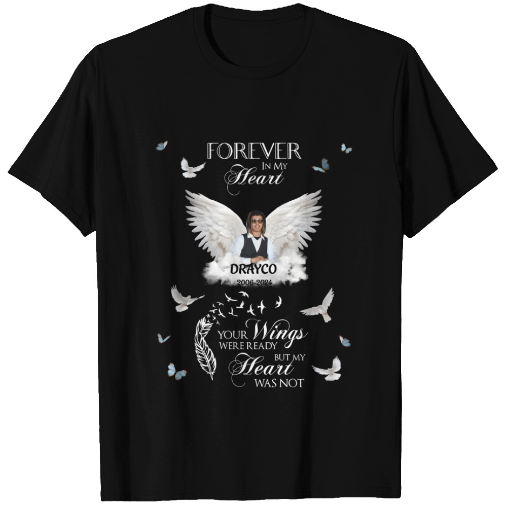 Discover Memorial Custom Photo Wings Forever In My Heart Personalized Custom T-Shirts