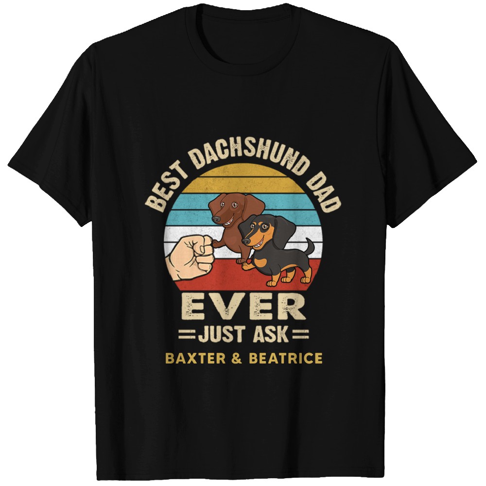 Discover Best Dachshund Dad Ever Fist Hand Retro Personalized Custom Custom T-Shirts