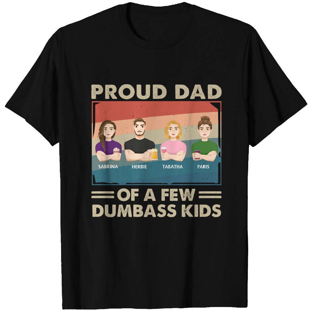 Discover Proud Father Of A Few Kids Adult Flat Art Funny Gift For Father's Day Personalized Custom T-Shirts