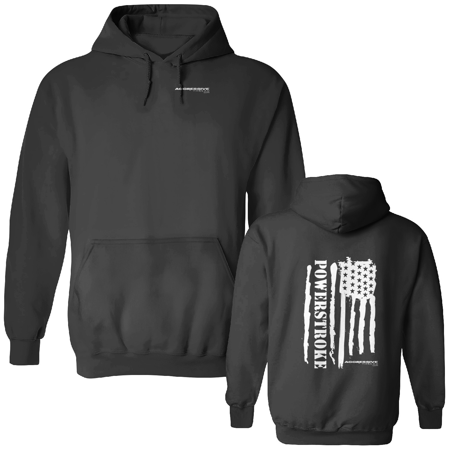 Aggressive Thread Power Stroke Powerstroke Hoodie Sweatshirt With American Flag