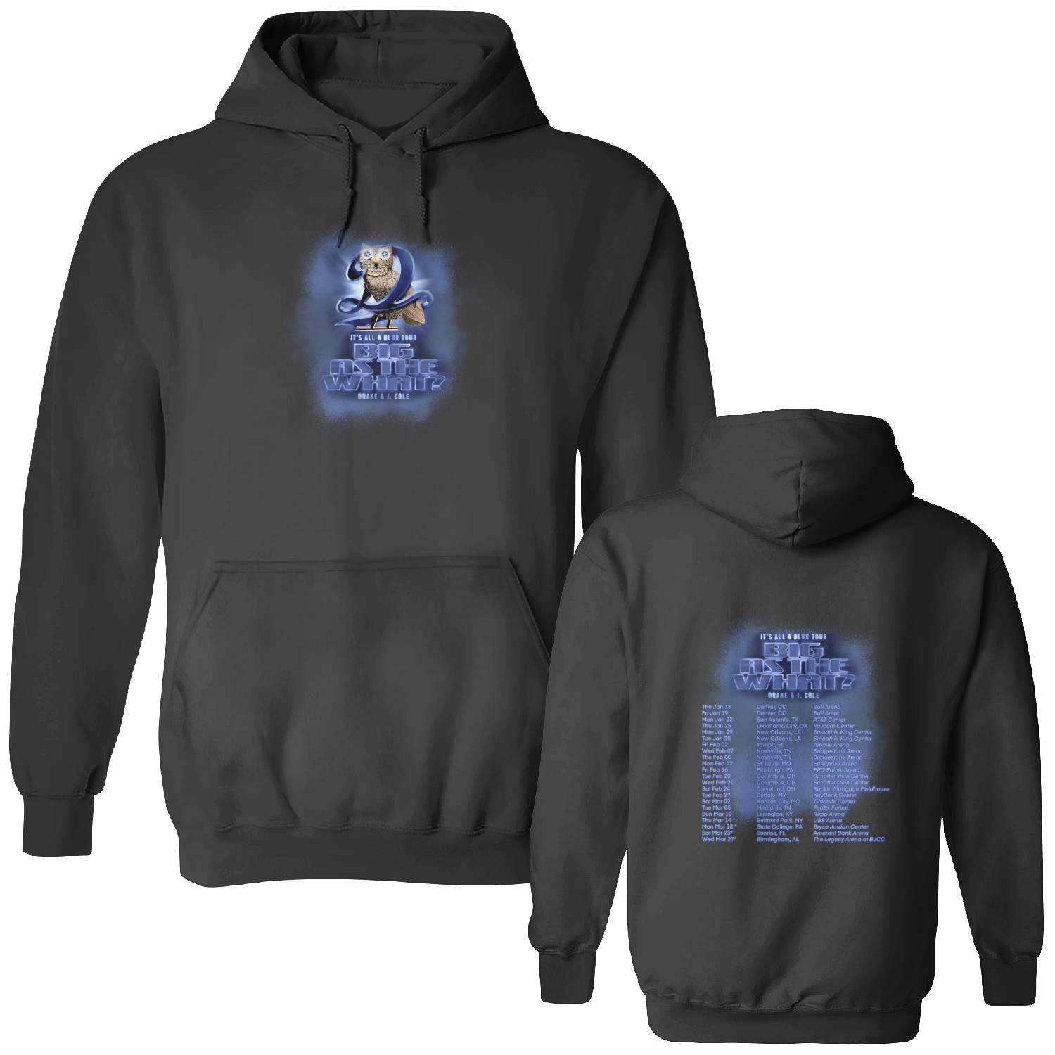 Drake And J.cole Big As A What Tour 2024 Double Sided Hoodies