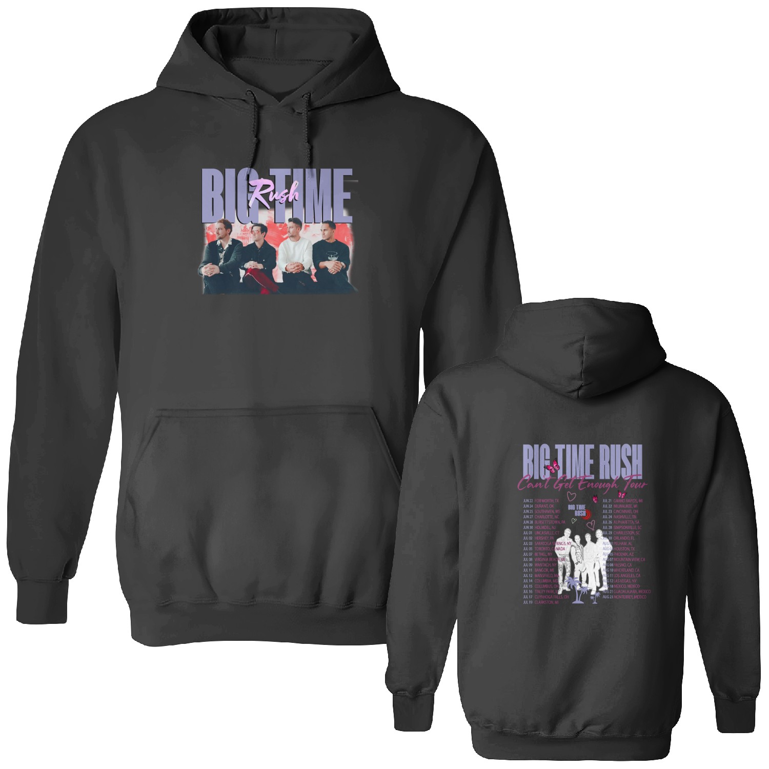 Big Time Rush Pastel Color Double Sided Hoodies, Cant Get Enough Double Sided Hoodies, Big Time Rush Tour