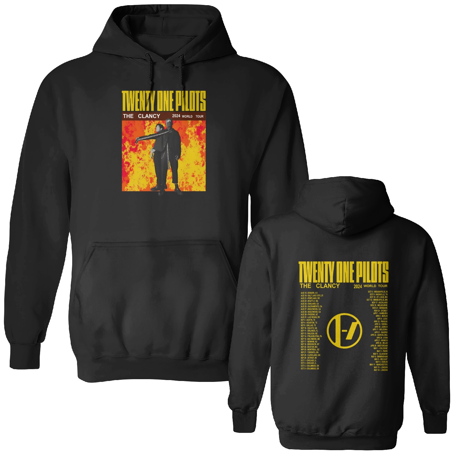 Pilotss Band 2024-2025 The Clancy World Tour Double Sided Hoodies, Pilotss Band 2024 Concert Double Sided Hoodies