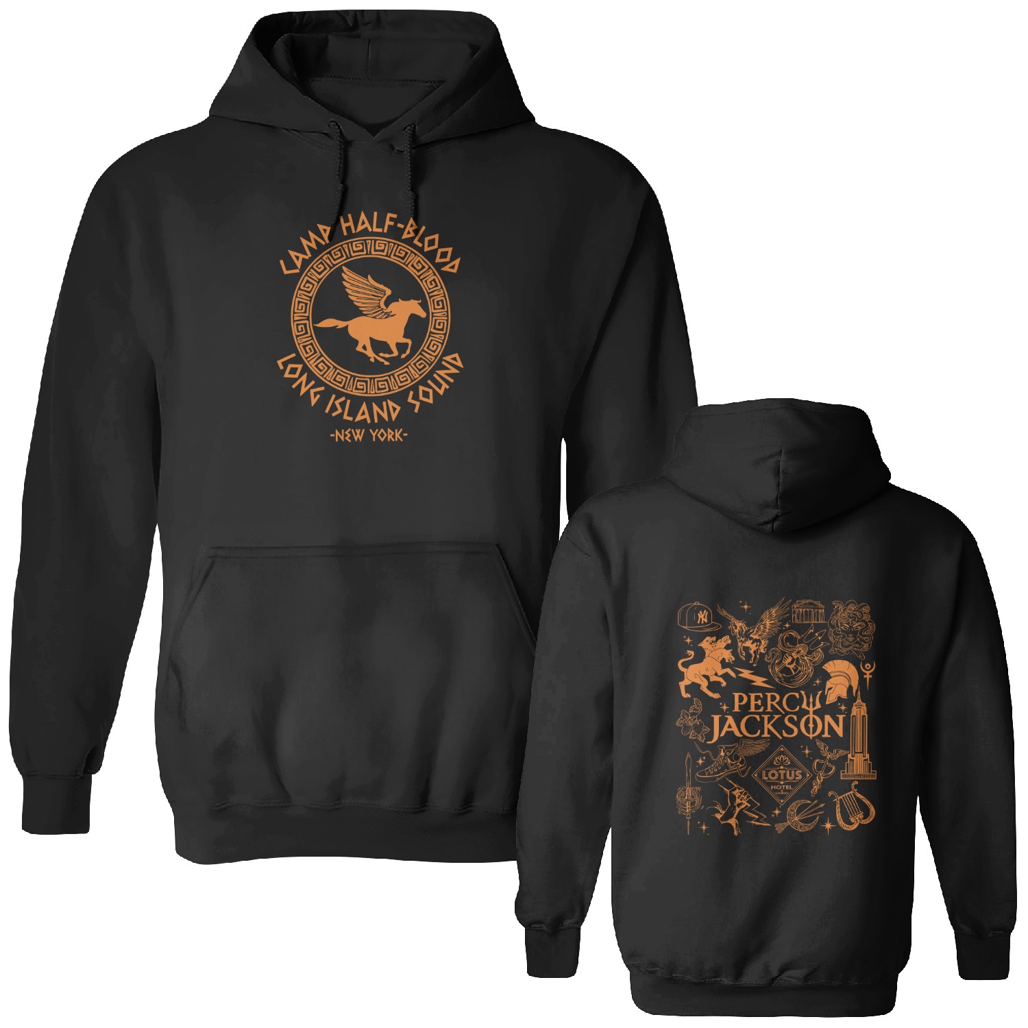 Percy Jackson Doodle Art Double Sided Hoodies, Camp Half Blood Double Sided Hoodies