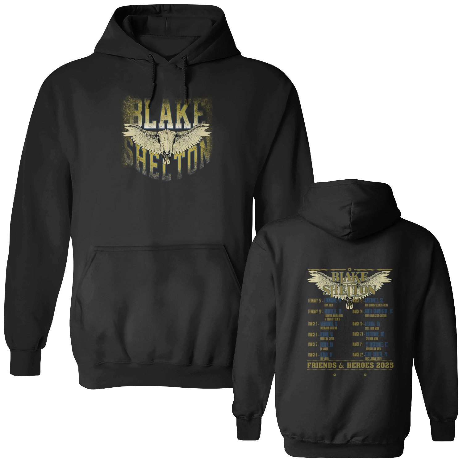 Blake Shelton Double Sided Hoodies, Blake Shelton Friends And Heroes Tour 2025 Double Sided Hoodies