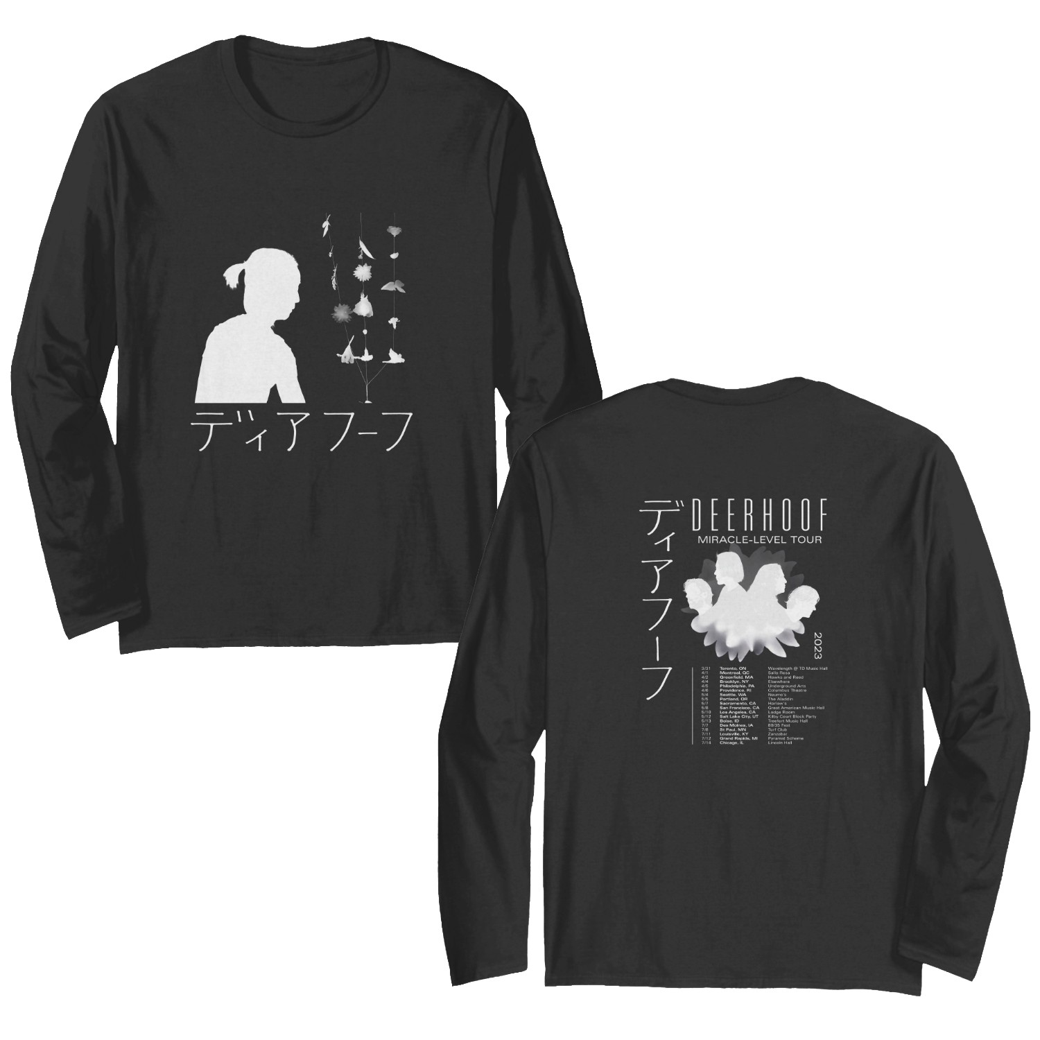 Deerhoof Miracle Level Tour 2023 Double Sided Long Sleeves