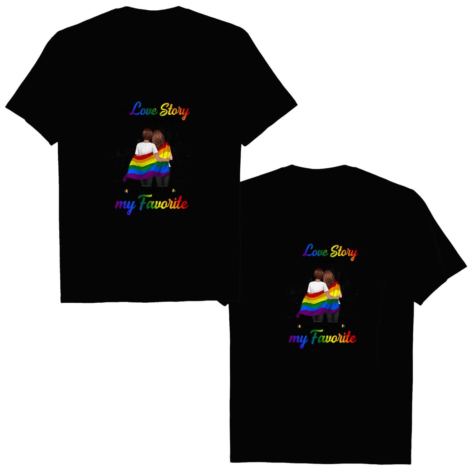 Discover Love Story LGBT Couples Gift For Him For Her Personalized Custom Unisex Double Sided T-Shirts