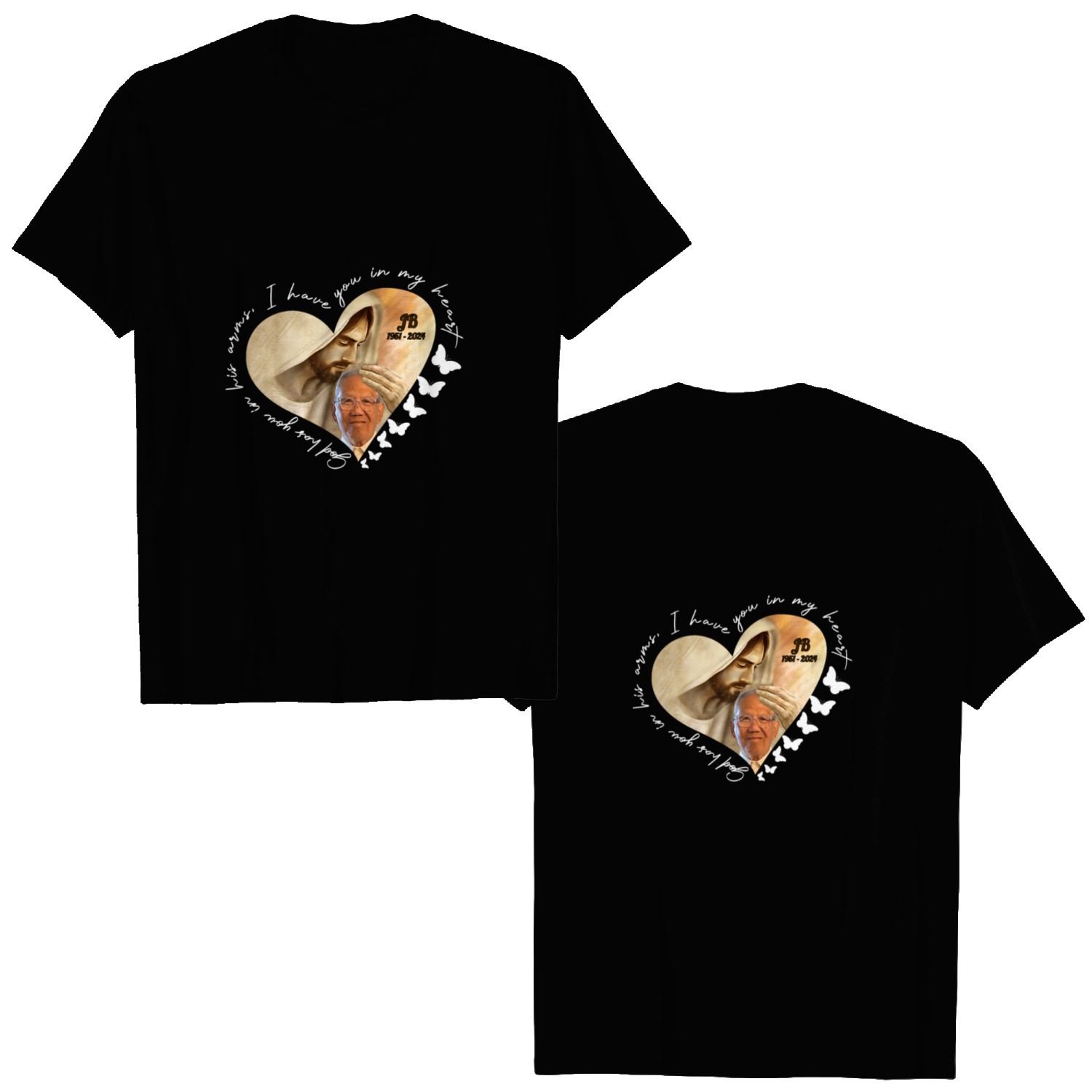 Discover Memorial Gift, God Has You In His Arms, I Have You In My Heart Custom Upload Photo Double Sided T-Shirts