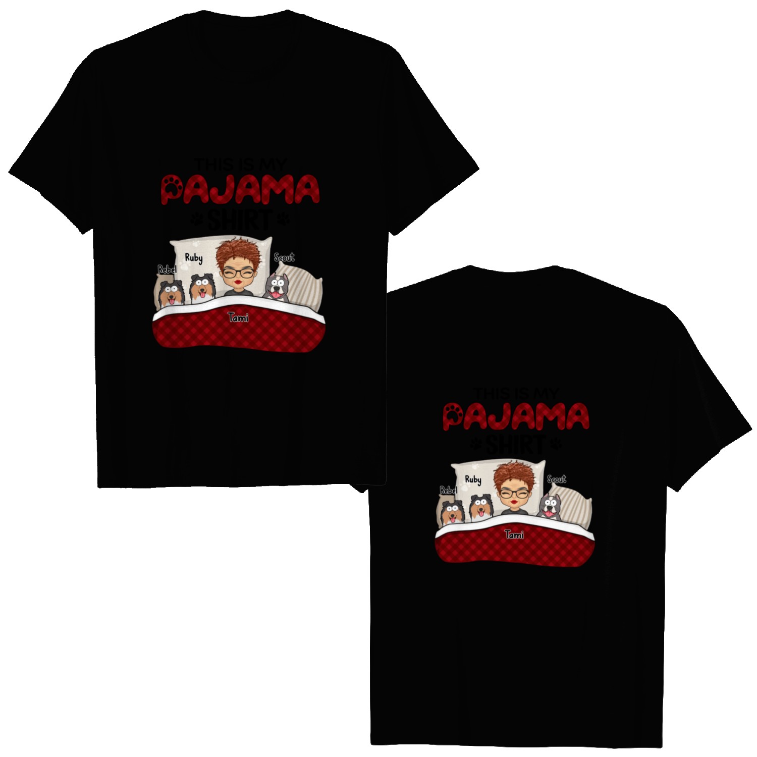 Discover This Is My Pawjama Double Sided T-Shirts - Dog & Cat Personalized Custom Unisex Double Sided T-Shirts