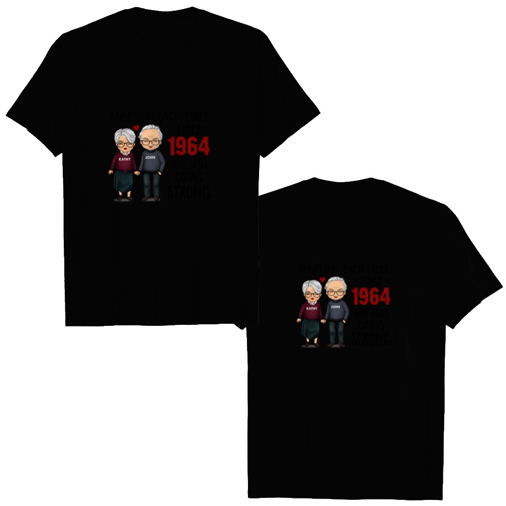 Discover Annoying Each Other, Still Going Strong - Personalized Unisex Double Sided T-Shirts - Gift For Couple, Husband Wife, Anniversary, Engagement, Wedding, Marriage Gift