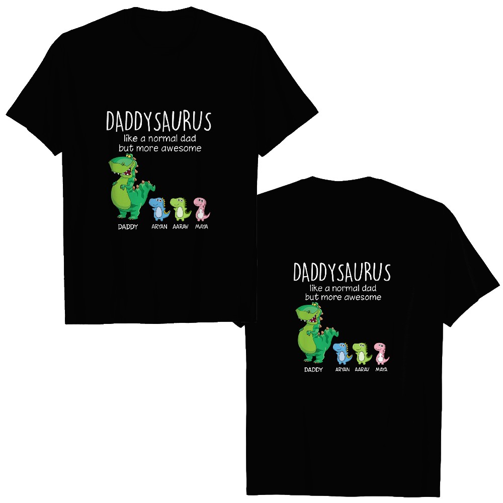 Discover Grandpasaurus And Kids Personalized Double Sided T-Shirts