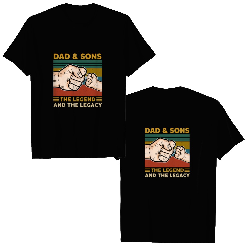 Discover Dad Son Legend Legacy Personalized Double Sided T-Shirts