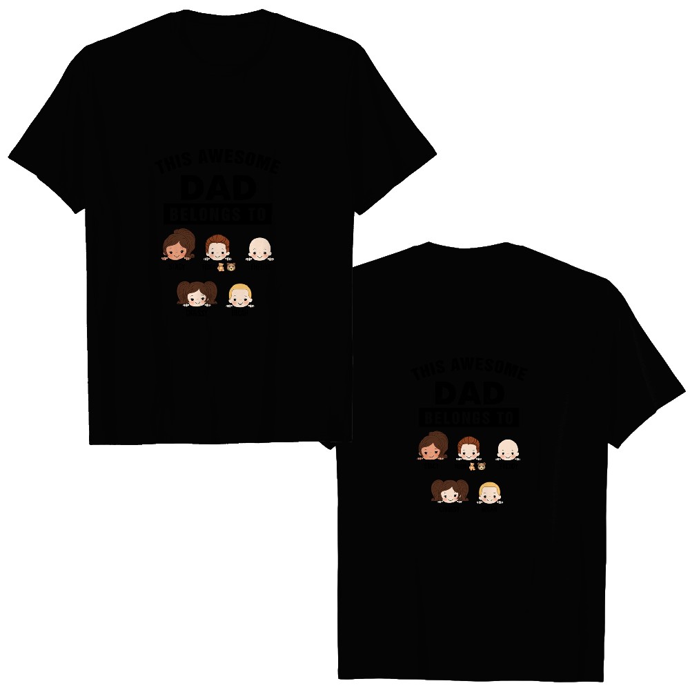 Discover Dad Belongs To Kids Dogs Cats Personalized Double Sided T-Shirts