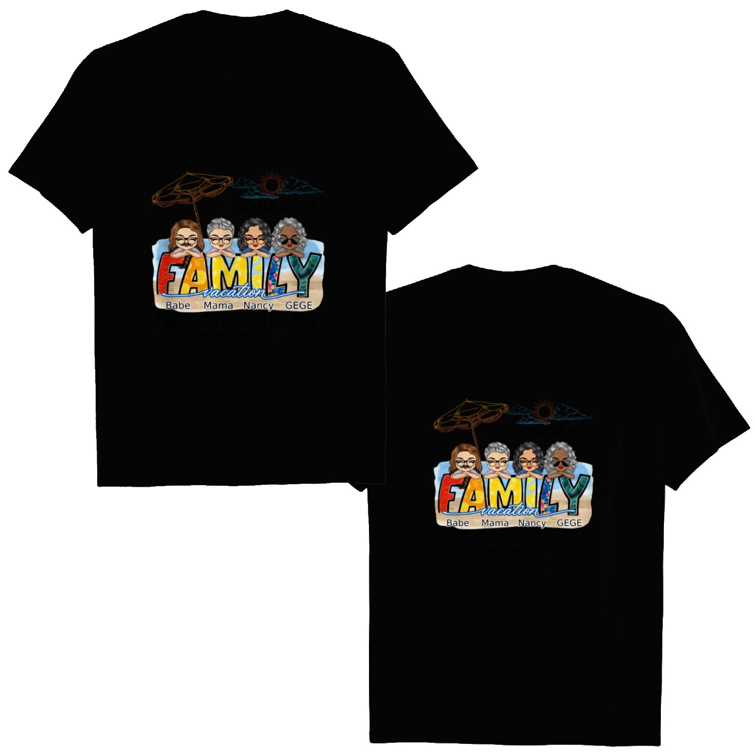 Discover Family Vacation Making Memories Together Personalized Unisex Double Sided T-Shirts