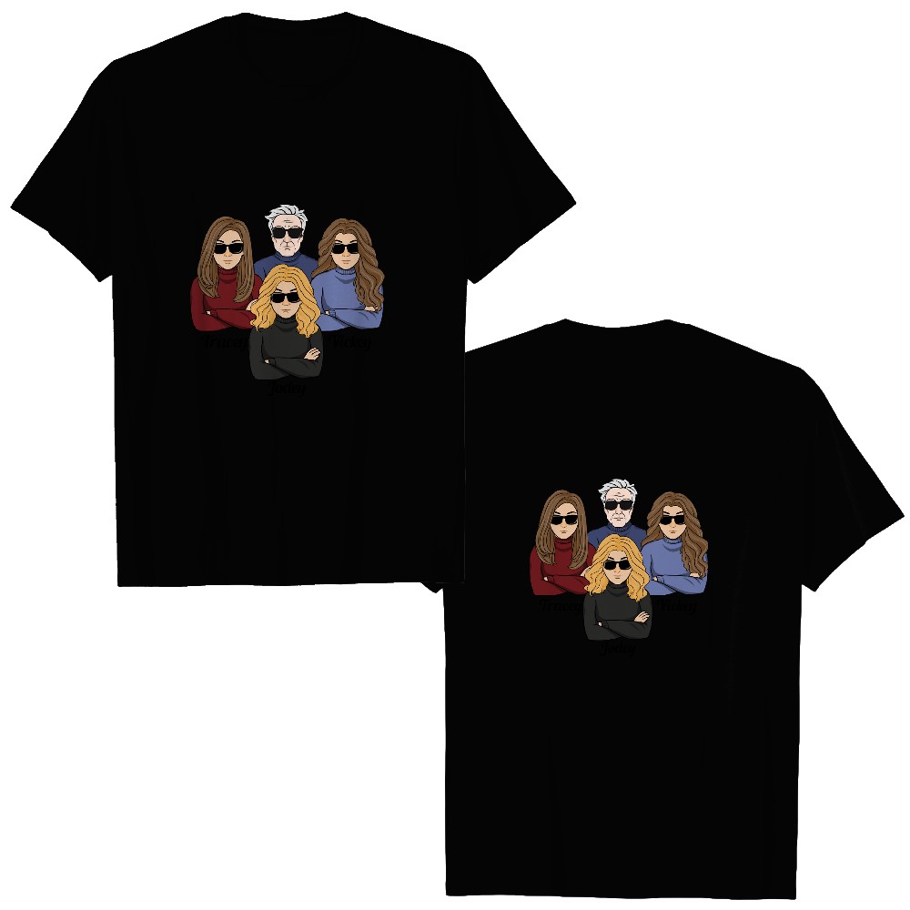 Discover Dad Of Girls #Outnumbered - Personalized Mug - Birthday, Christmas Gift For Father, Daddy, Dad, Girl Dad Double Sided T-Shirts