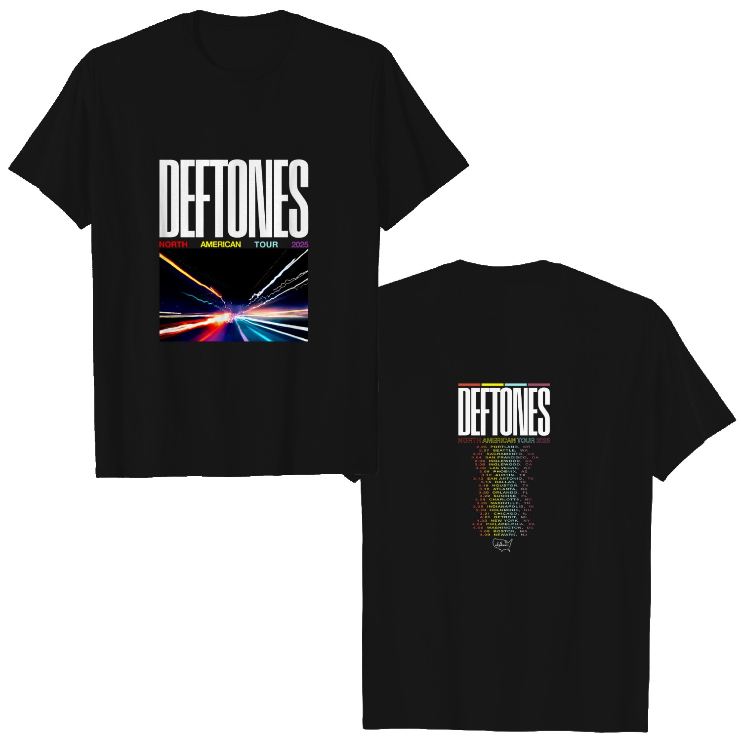 Deftone 2025 North American Tour Black T-shirt All Size Fans Gift