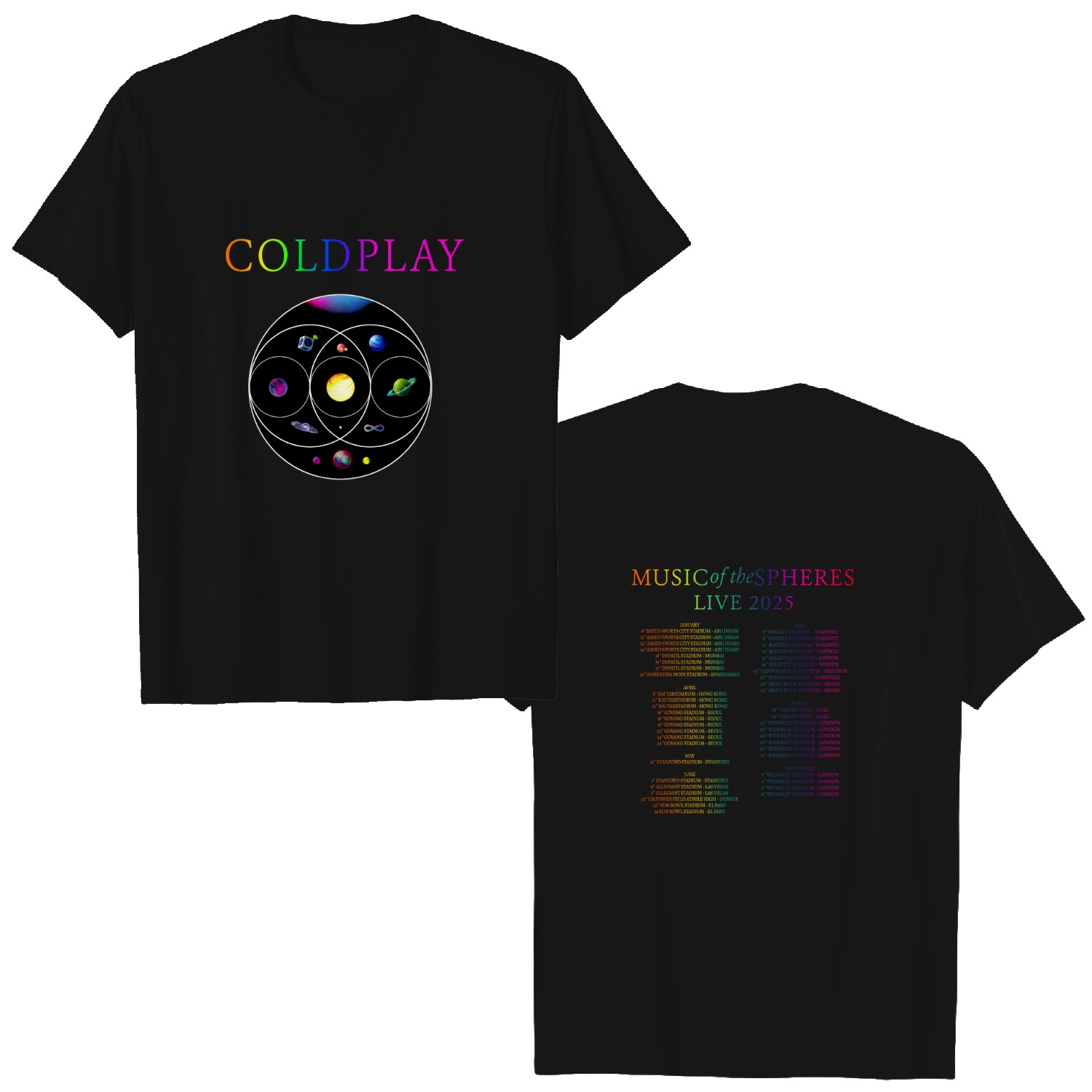 2025 Coldplay World Tour T-shirt