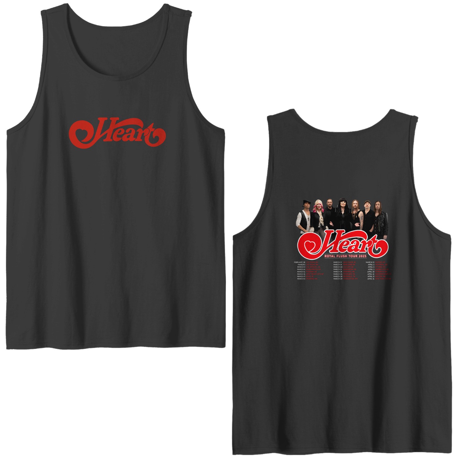 2025 Heart Band Royal Flush Tour Double Sided Tank Tops, Rock Band Heart 2025 Tour Double Sided Tank Tops, Heart Band Fan Gift, Heart Band Merch, Heart Band Graphic Double Sided Tank Tops