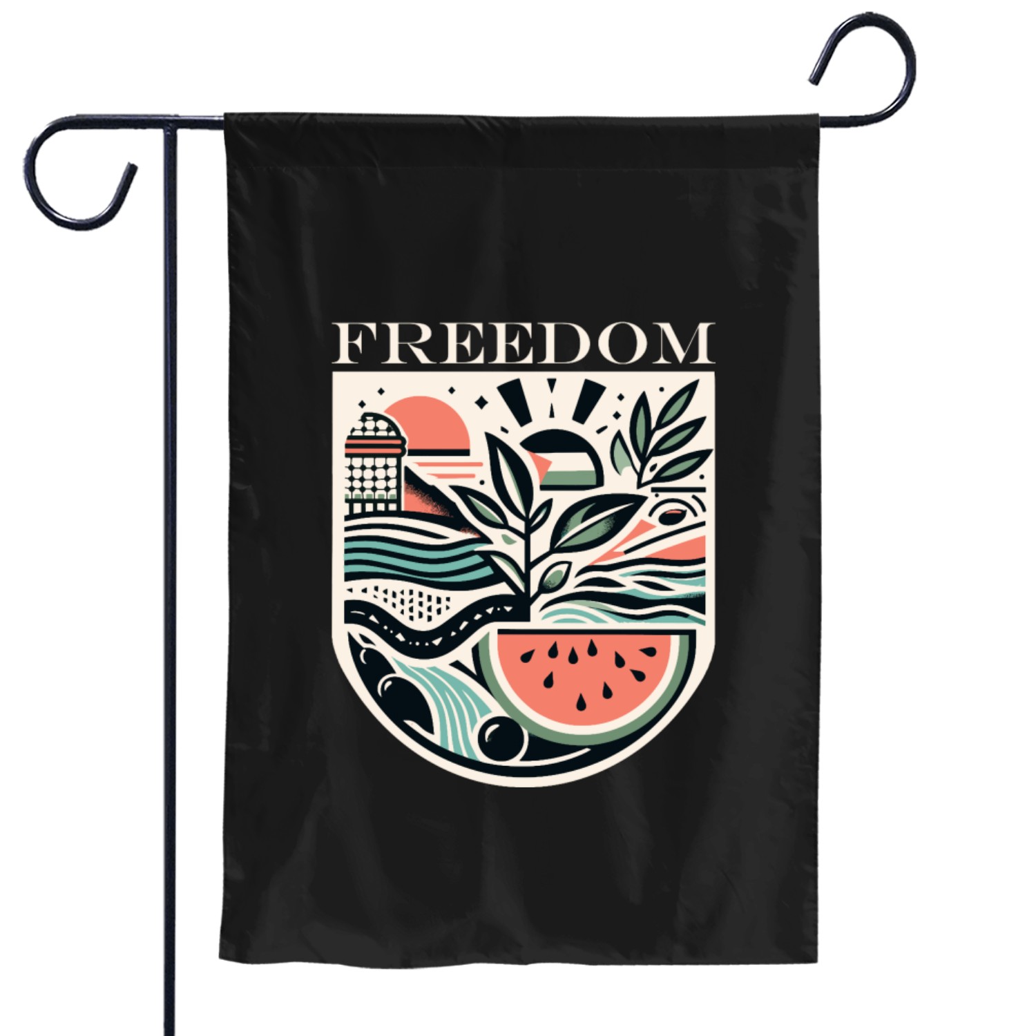 Dom Palestine Watermelon Olive Keffiyeh Flag Garden Flags