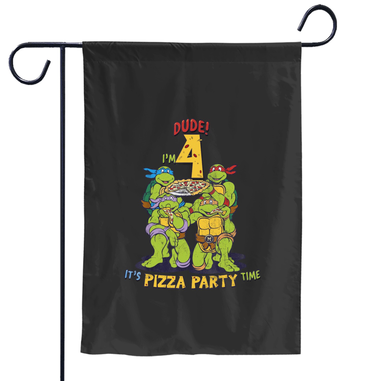 Teenage Mutant Ninja Turtles I'm 4 Dude Pizza Birthday Party Garden Flags