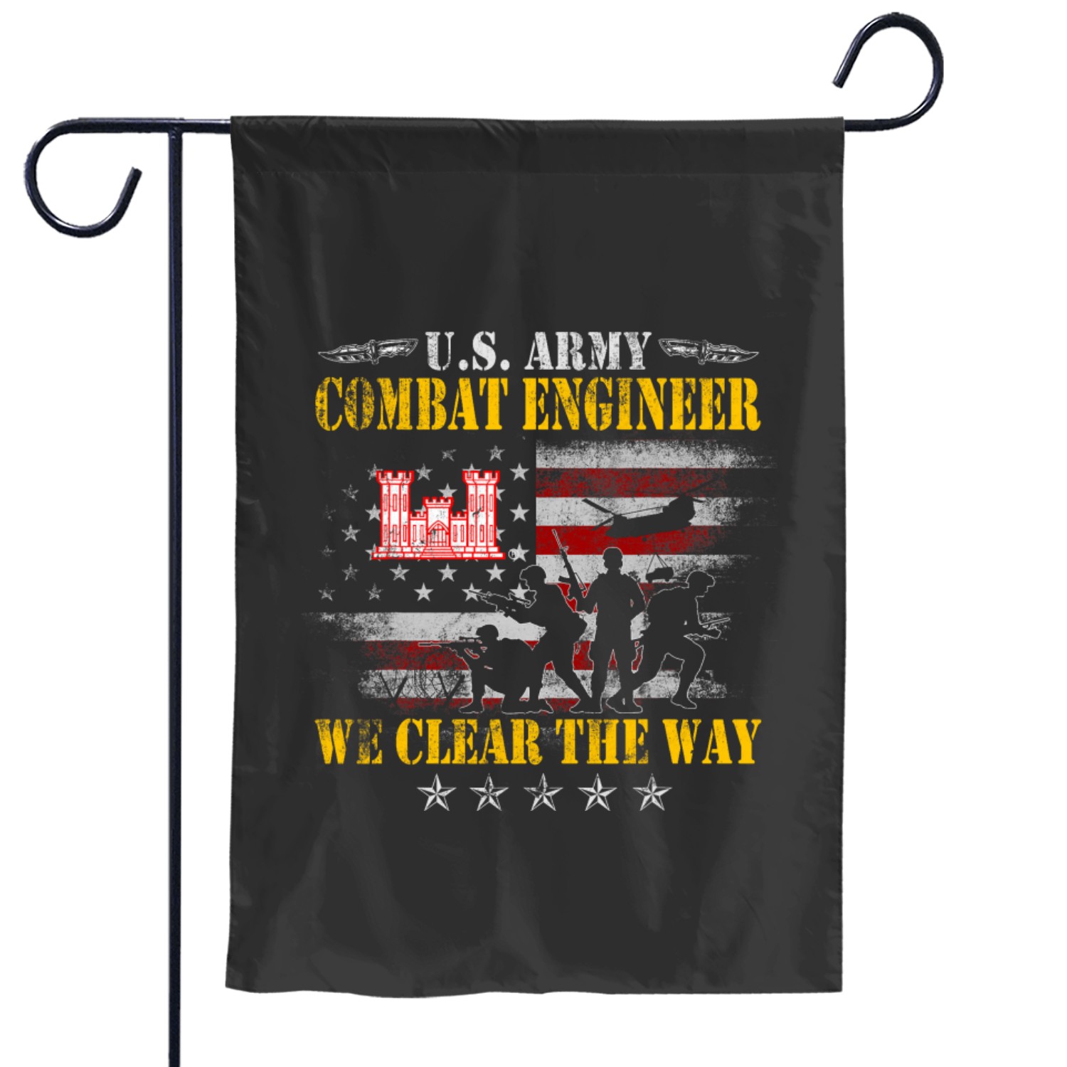 U.s. Armys Combat Engineer Veteran Military We Clear The Way Garden Flags