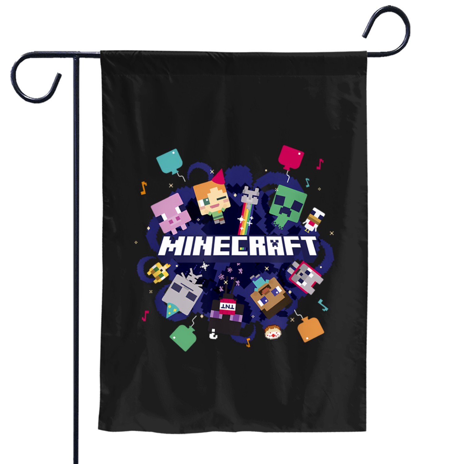 Minecraft Chibi Mobs Party Celebration Logo Garden Flags