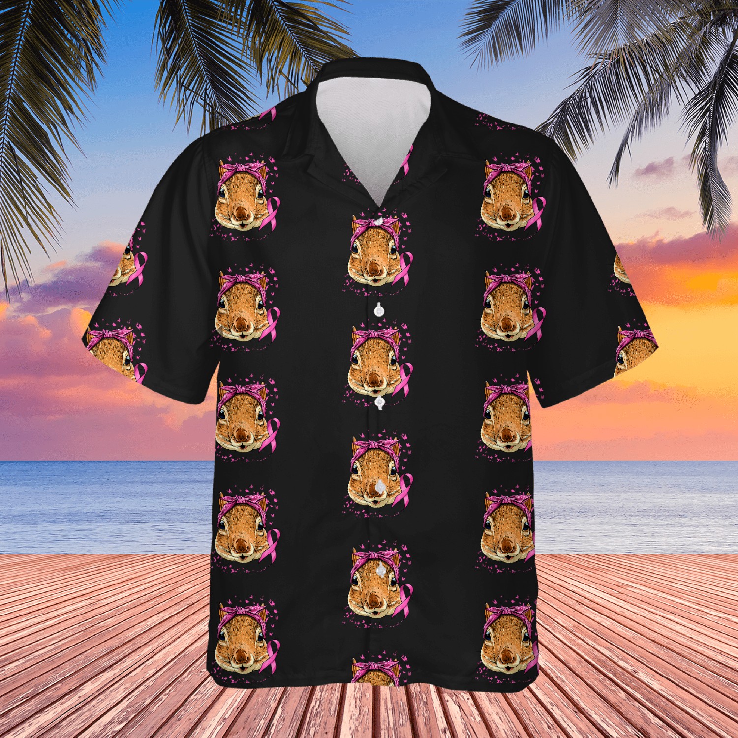 Breast Cancer Awareness Squirrel Pink Ribbon Cancer Survivor Hawaiians