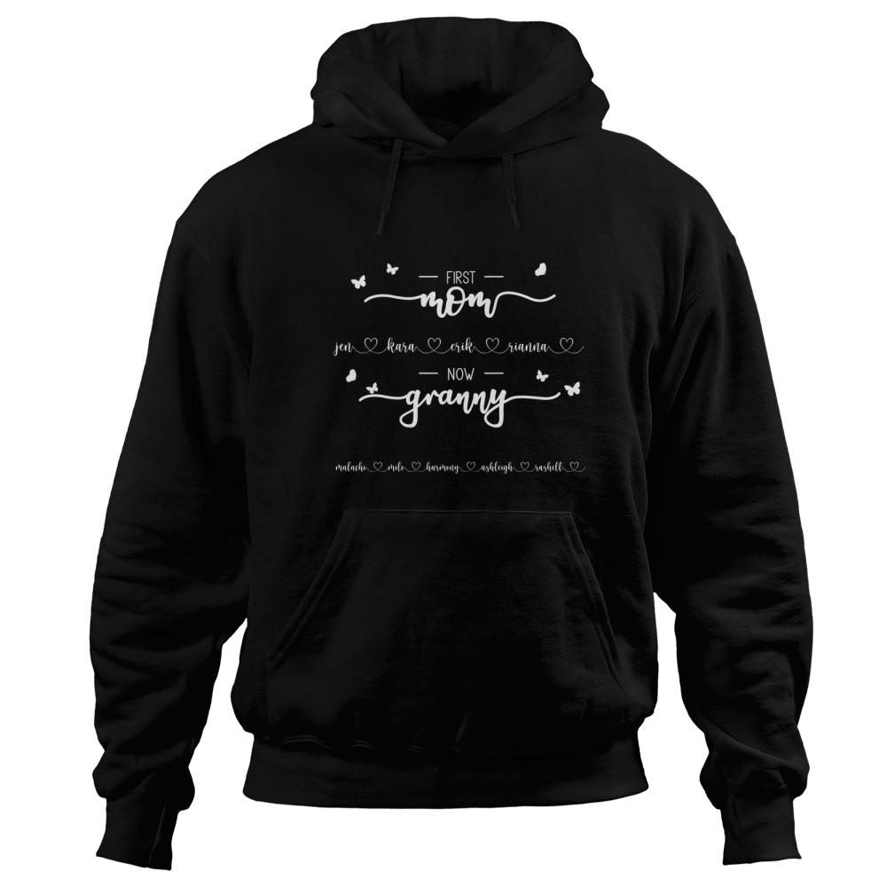 Discover First Mom Now Grandma - Personalized Flower Shadow Box Hoodies