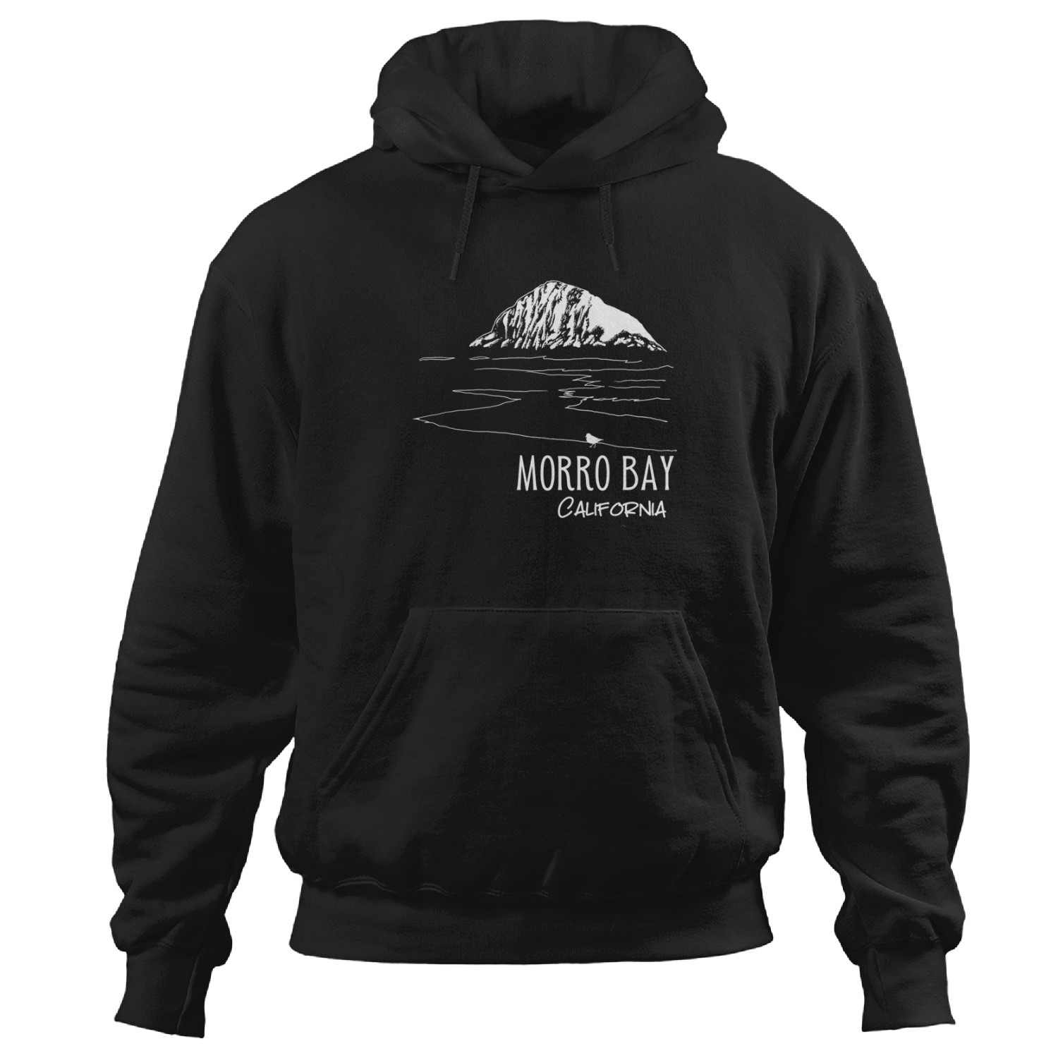 Morro Bay Ca Morro Rock Ca Drawing Souvenir Line Art Hoodies