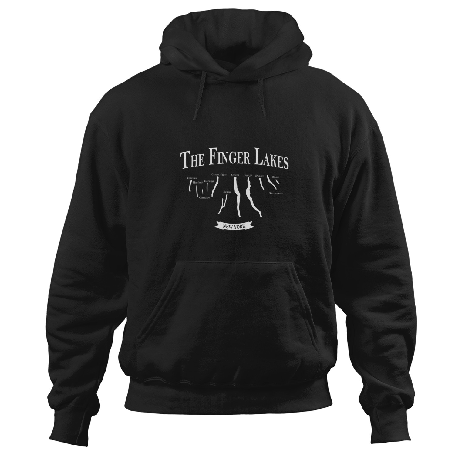 The Finger Lakes New York With Lake Names Hoodies
