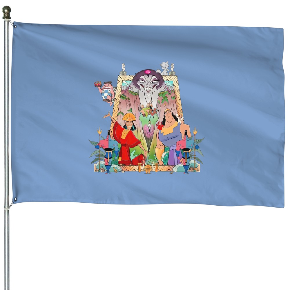 Disney The Emperors New Groove Krock Kuzco Yzma Retro House Flags