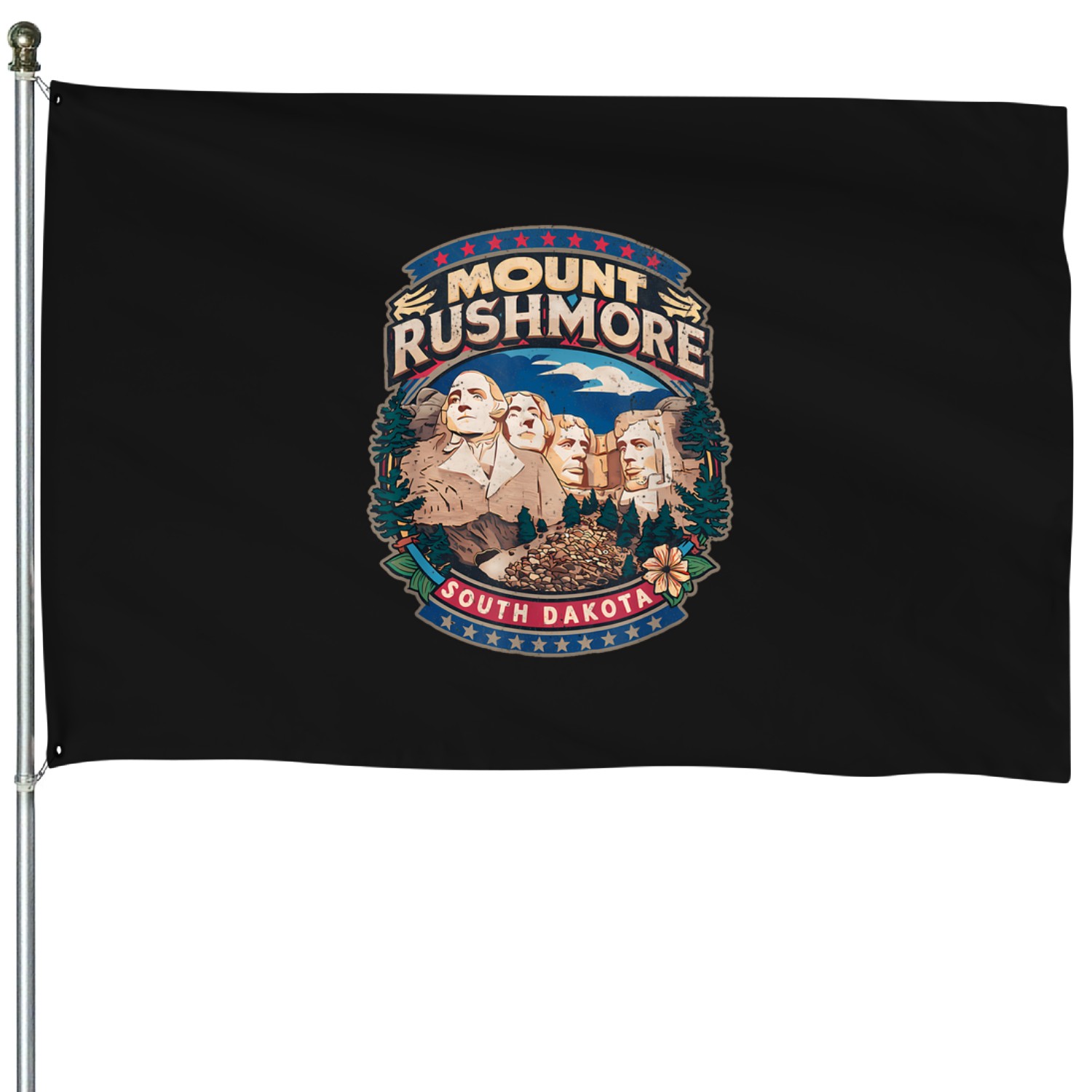 Mount-rushmore-south-dakota-retro-80s-mt-rushmore-souvenir-t-shirt House Flags