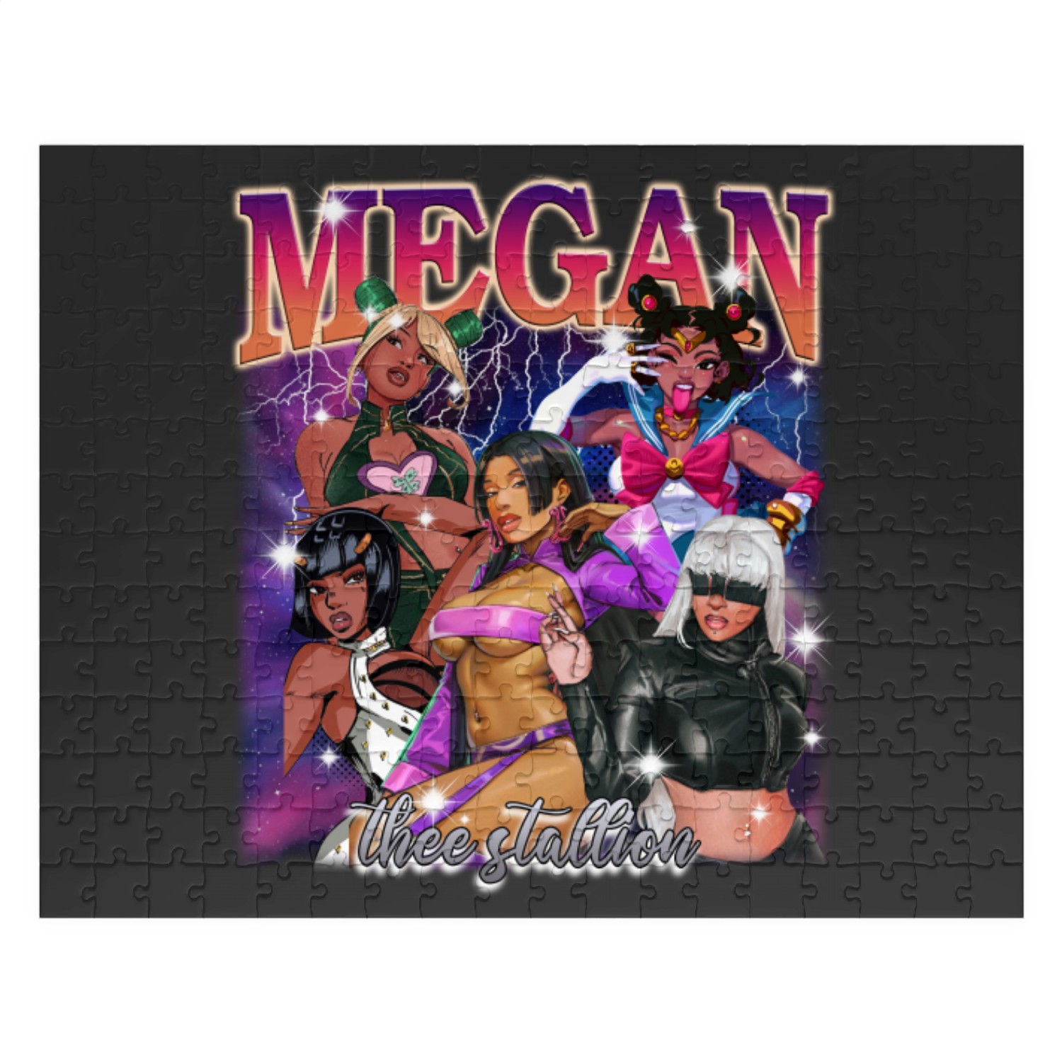 Vintage Megan Thee Stallion 90s Anime Jigsaw Puzzles, Megan Cosplay Art Jigsaw Puzzles