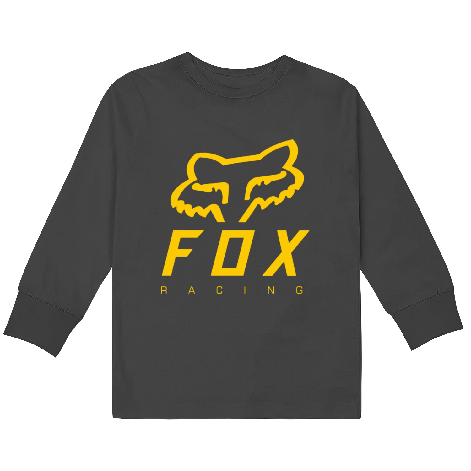 Yellow Foxx Racing Logo Kids Long Sleeve T-shirts