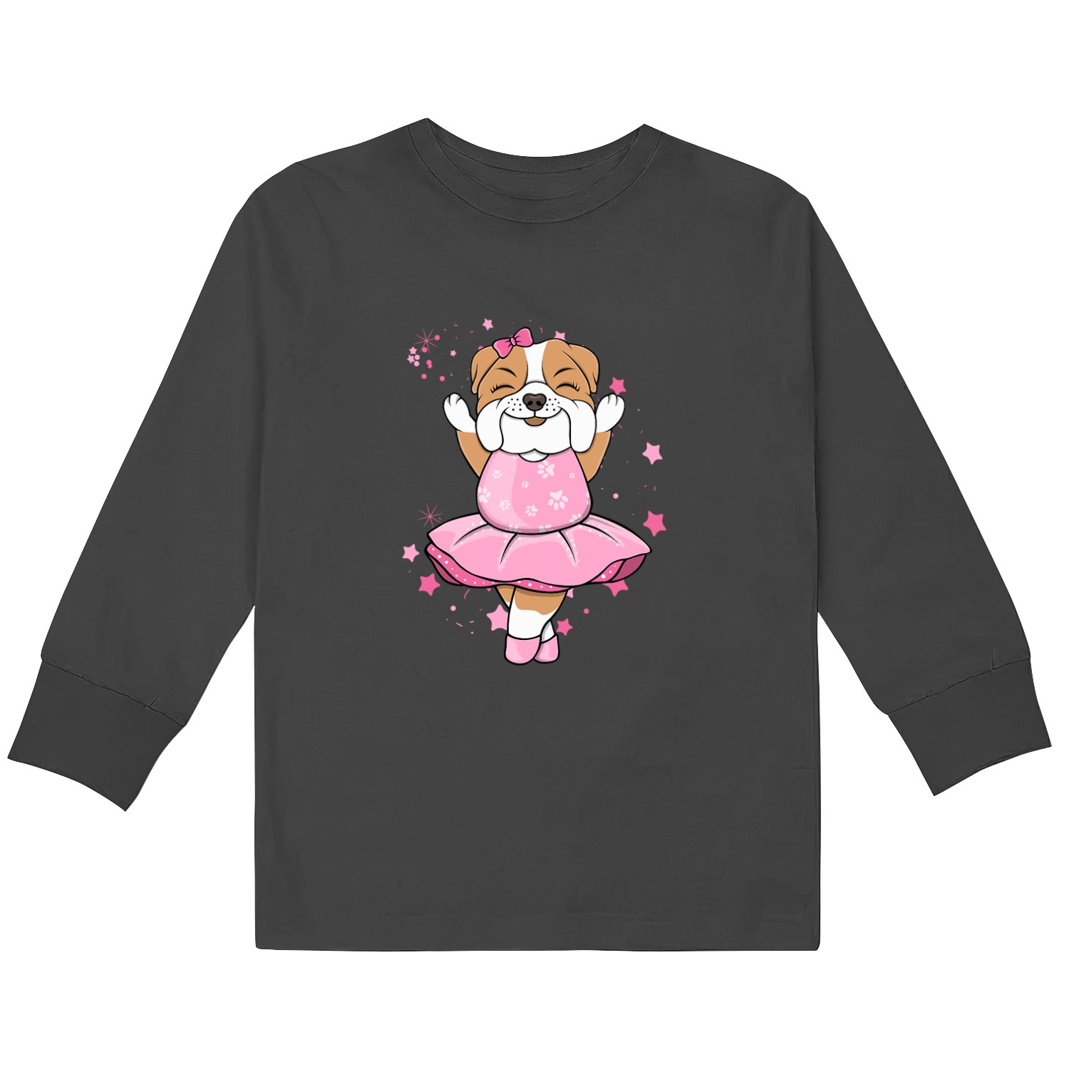 Sweet Pink Ballerina English Bulldog Dog Ballett In Tutu Kids Long Sleeve T-shirts