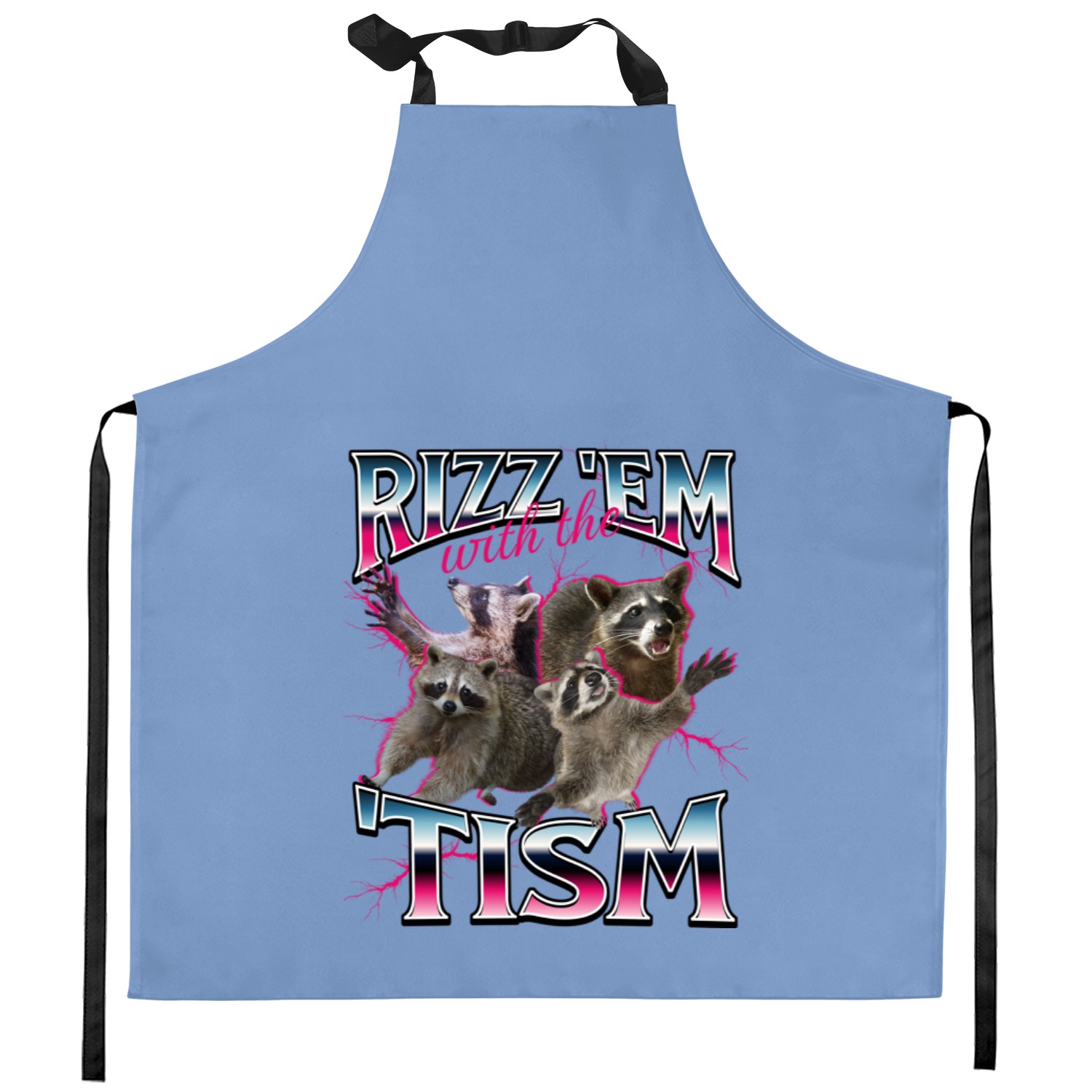 Rizz Em With The Tism Meme - Funny Autism Racoon In Vintage 90s Bootleg Style Classic Kitchen Aprons