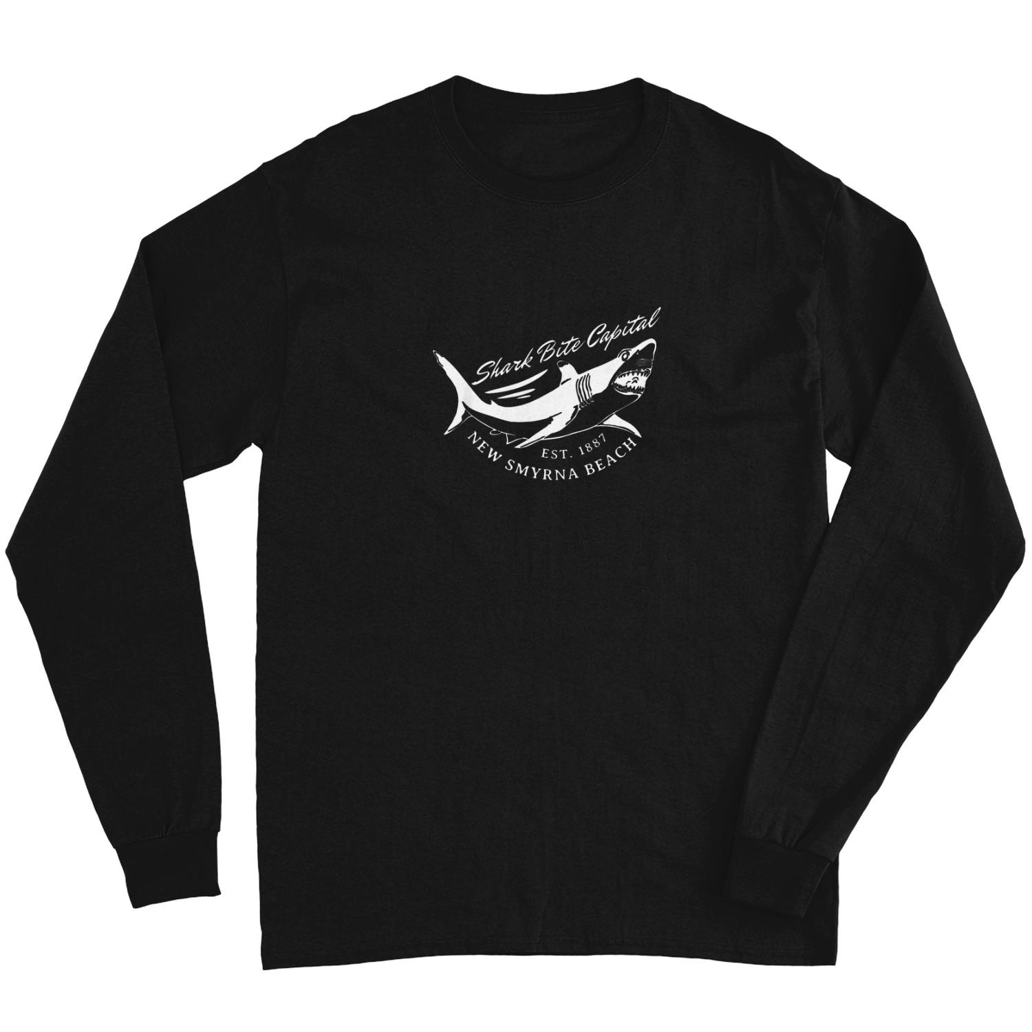 New Smyrna Beach Shark Bite Capital Of The World Graphic T-shirt Long Sleeves