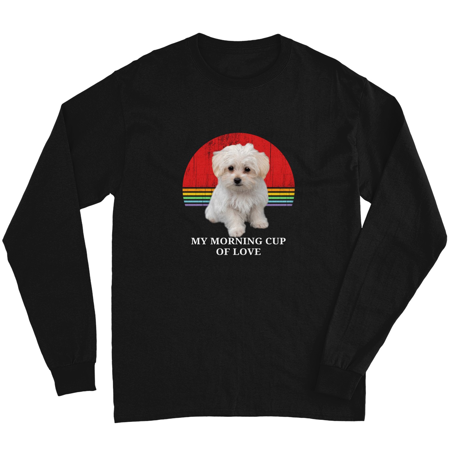 Maltese Puppies Lover Retro Sunset Pet Owner Love Design Long Sleeves