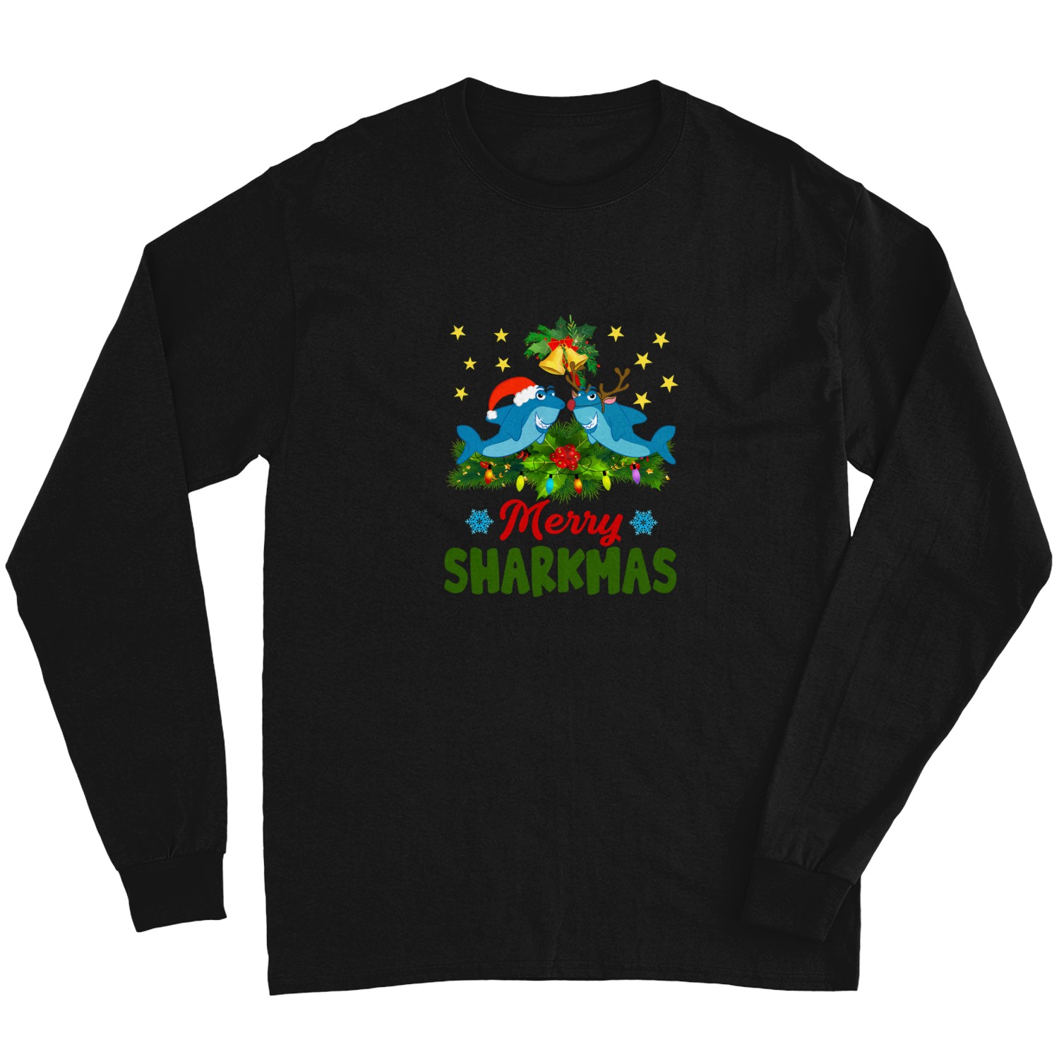Funny-merry-sharkmus-cute-shark-design-for-shark-lovers-for-christmas-active-t-shirt Long Sleeves