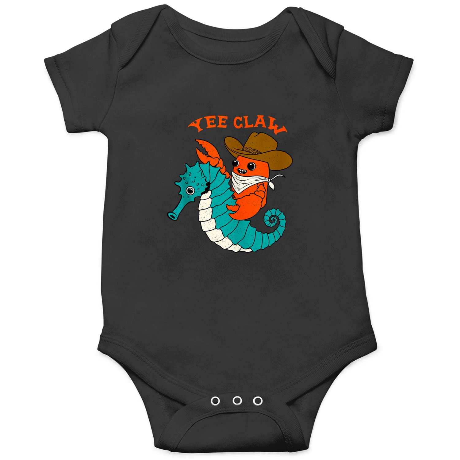 Yee Claw Funny Crawfish Riding A Seahorse Cajun Seafood Onesies