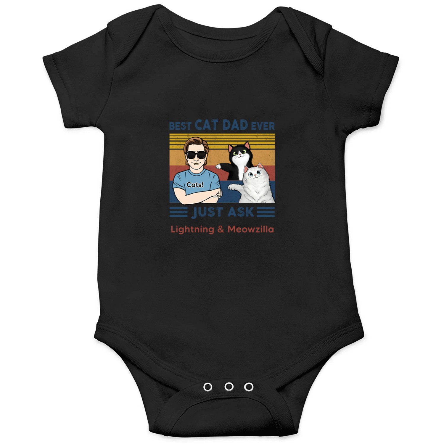 Discover Cat Dad With Fluffy Cat Personalized Onesies