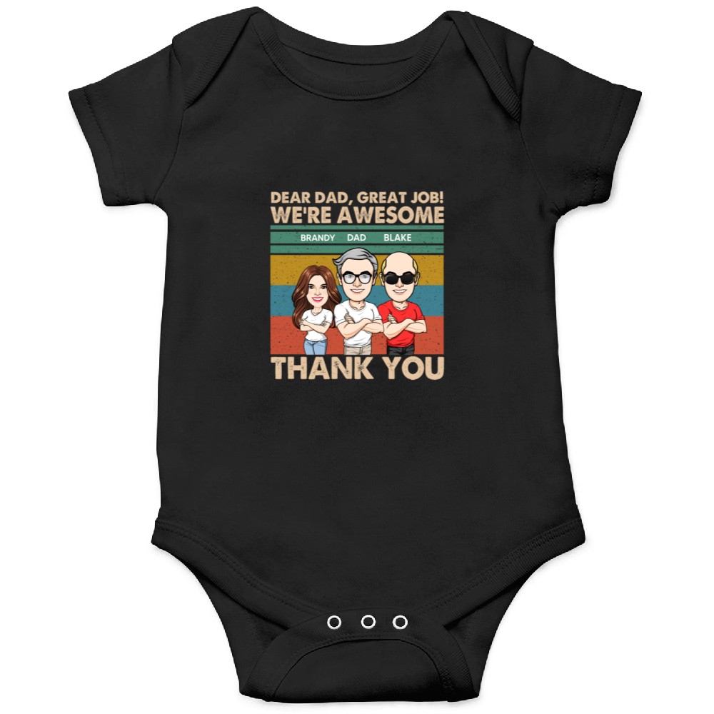 Discover Dear Dad We‘re Awesome Cartoon Caricature Retro Personalized Onesies