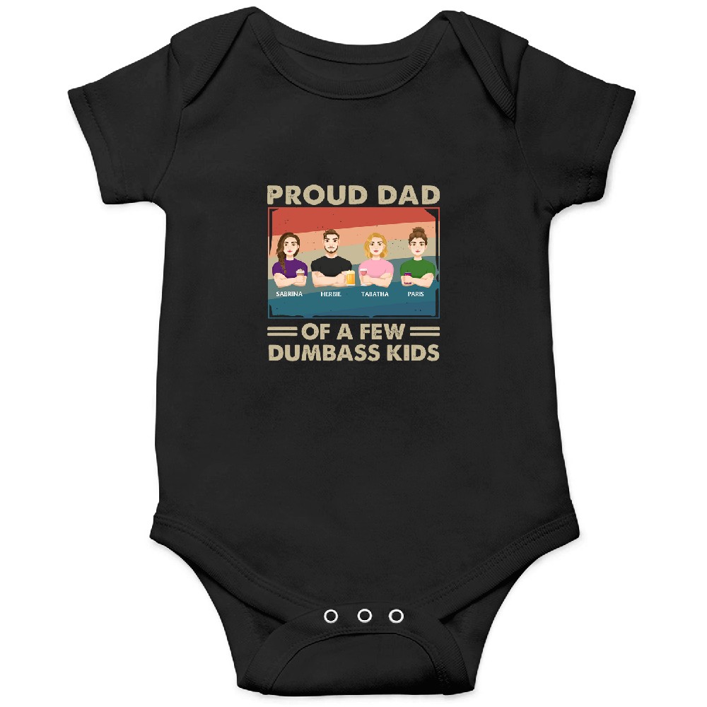 Discover Proud Father Of A Few Kids Adult Flat Art Funny Gift For Father's Day Personalized Onesies