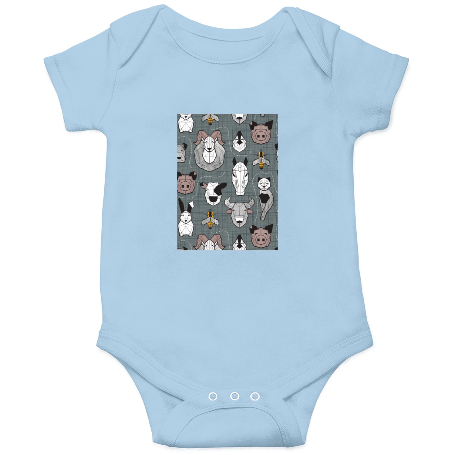 Friendly Geometric Farm Animals Onesies